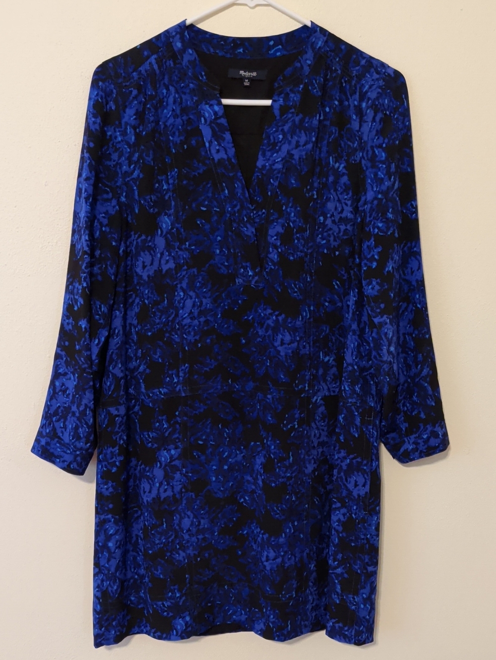 Madewell Women’s Blue & Black Printed V-Neck Tunic Dress